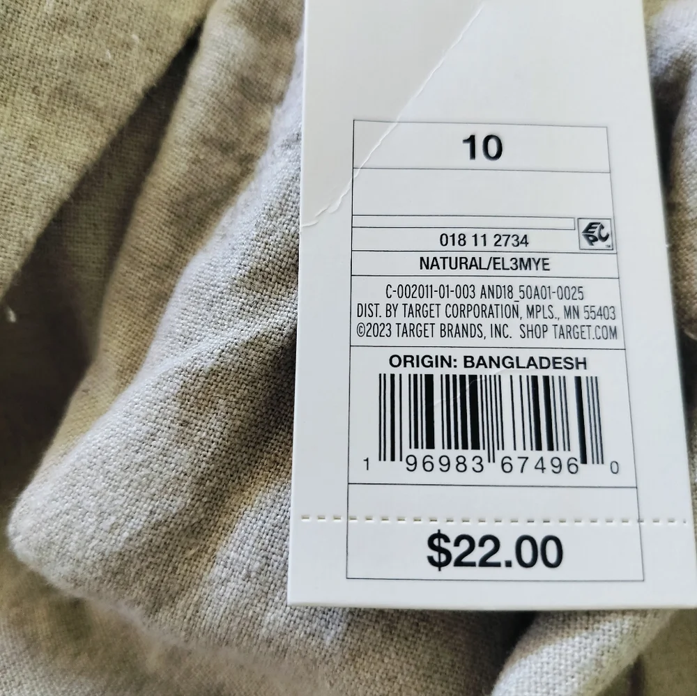 A New Day Women's Linen Rayon Wrap Skort NWT Size 10 Natural